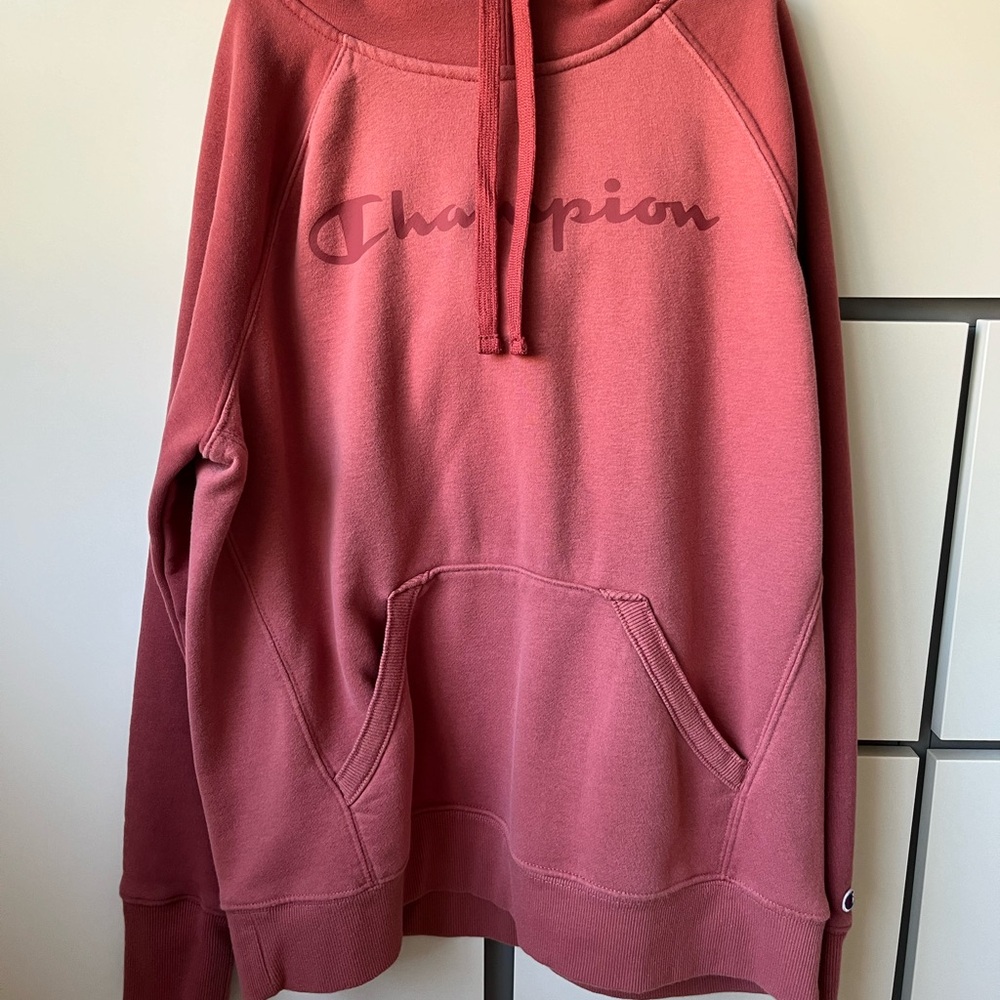 Champion Red Funnel Neck Hoodie Size S